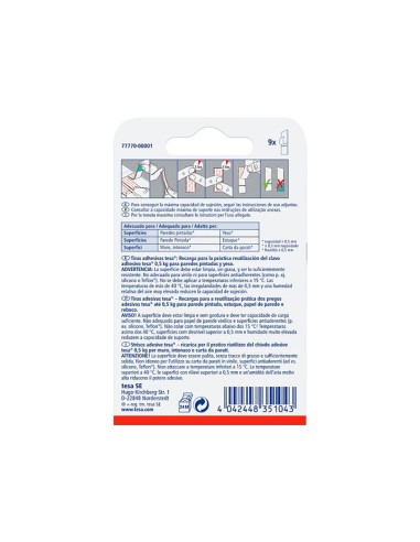 Tira adhesiva tesa doble cara powerstring transparente sujecion hasta 05 kg recambio blister de 9