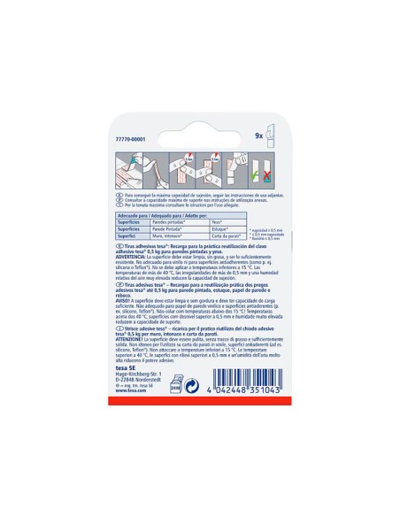 Tira adhesiva tesa doble cara powerstring transparente sujecion hasta 05 kg recambio blister de 9