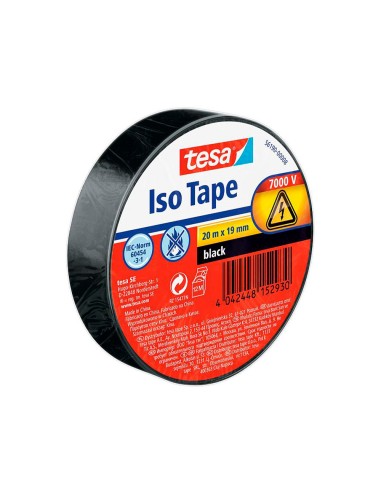 Cinta adhesiva aislante tesa 20 mt x 19 mm color negro