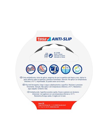 Cinta antideslizante adhesiva tesa uso interior exterior color negro 15 mt x 25 mm