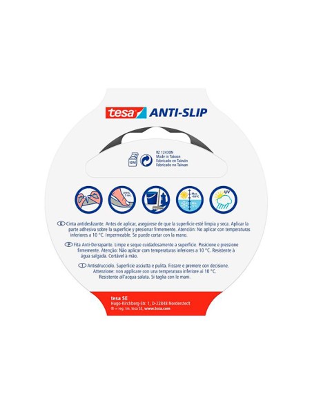 Cinta antideslizante adhesiva tesa uso interior exterior color negro 15 mt x 25 mm