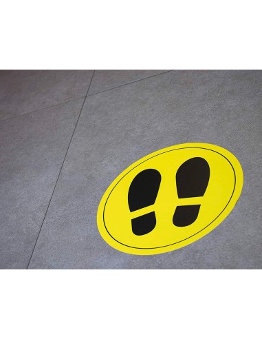 Circulo de senalizacion adhesivo apli para suelo pvc 100 mc pies color amarillo negro diametro 30 cm