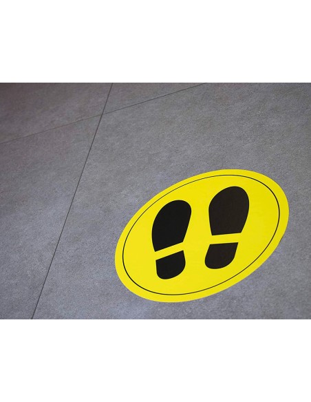 Circulo de senalizacion adhesivo apli para suelo pvc 100 mc pies color amarillo negro diametro 30 cm