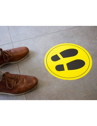 Circulo de senalizacion adhesivo apli para suelo pvc 100 mc pies color amarillo negro diametro 30 cm