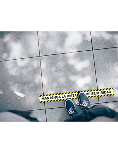 Cinta de senalizacion adhesiva apli mantenga la distancia 100 x 10 cm
