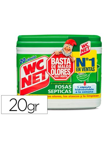 Elimina olores wc net fosas septicas capsula de 18 gr caja de 20 unidades