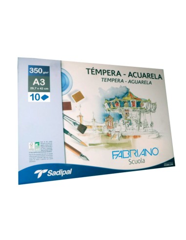 Bloc dibujo acuarela sadipal fabriano espiral din a3 10 hojas 350 g m2 grano suave