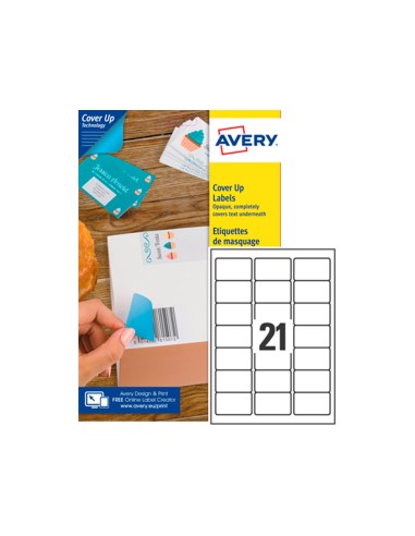 Etiqueta adhesiva cubriente avery permanente para impresora laser blanca 635x 381 mm caja de 525 unidades