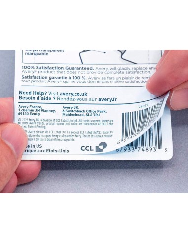Etiqueta adhesiva cubriente avery permanente para impresora laser blanca 991x57 mm caja de 250 unidades