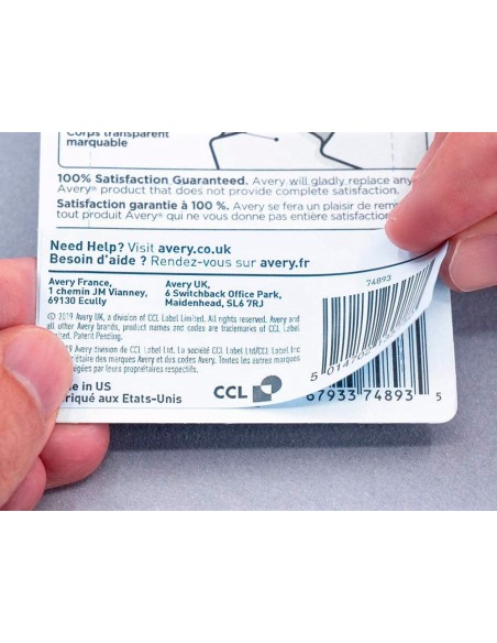 Etiqueta adhesiva cubriente avery permanente para impresora laser blanca 991x57 mm caja de 250 unidades