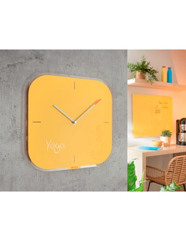 Reloj leitz cosy de pared silencioso cristal 30x30 cm amarillo
