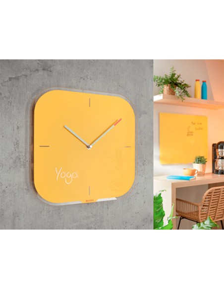 Reloj leitz cosy de pared silencioso cristal 30x30 cm amarillo