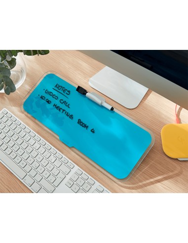 Pizarra leitz cosy sobremesa cristal con rotulador y borrador azul 150x60x380 mm