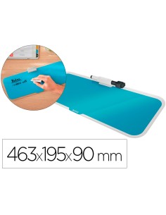 Pizarra leitz cosy sobremesa cristal con rotulador y borrador azul 150x60x380 mm