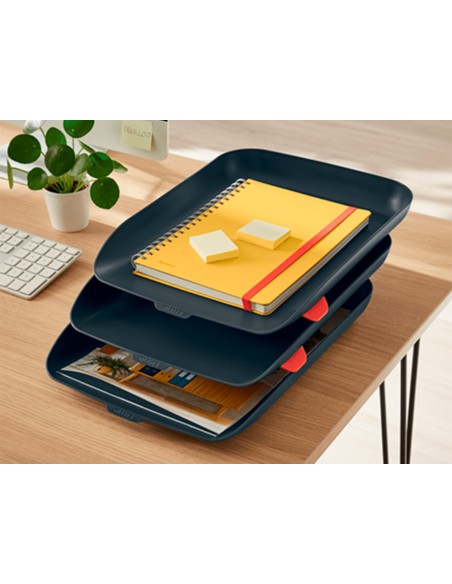 Bandeja sobremesa plastico leitz cosy set de 3 unidades gris 274x120x456 mm