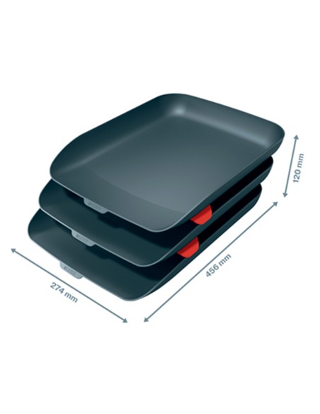 Bandeja sobremesa plastico leitz cosy set de 3 unidades gris 274x120x456 mm