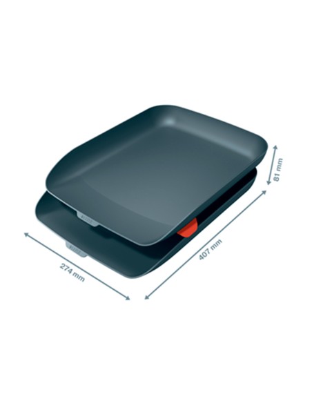 Bandeja sobremesa plastico leitz cosy set de 2 unidades gris 274x81x407 mm