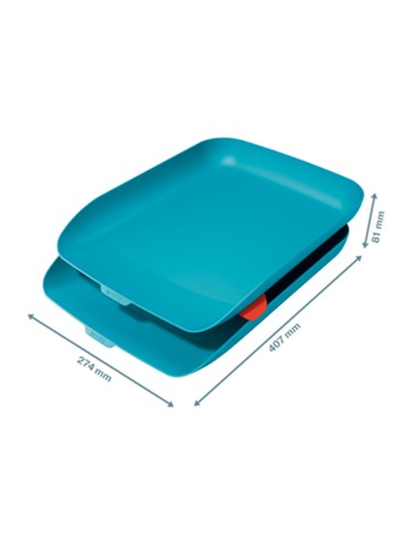 Bandeja sobremesa plastico leitz cosy set de 2 unidades azul 274x81x407 mm
