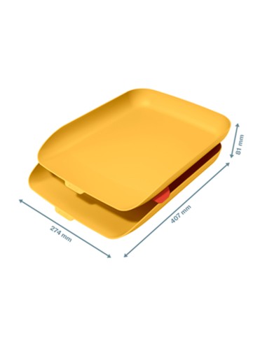 Bandeja sobremesa plastico leitz cosy set de 2 unidades amarillo 274x81x407 mm