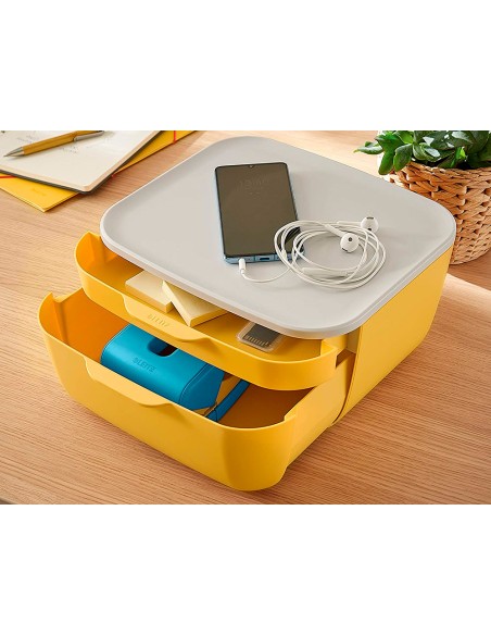 Fichero cajones de sobremesa leitz cosy 2 cajones amarillo