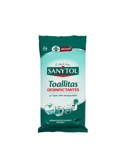 Toallita desinfectante sanytol biodegradable paquete de 30 unidades