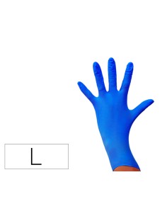 Guantes de nitrilo desechable sensitive sin polvo talla l grande color azul caja de 100 unidades