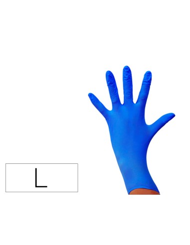 Guantes de nitrilo desechable sensitive sin polvo talla l grande color azul caja de 100 unidades