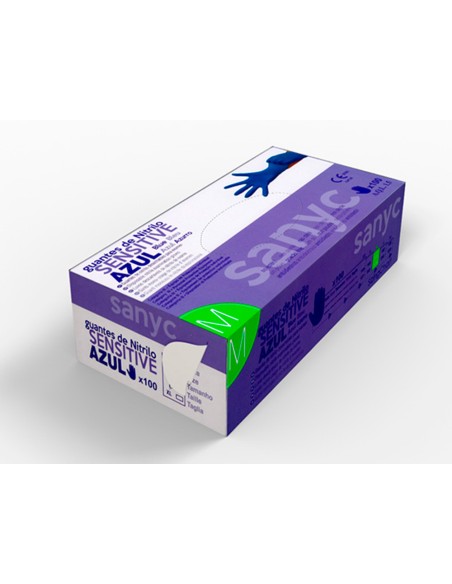 Guantes de nitrilo desechable sensitive sin polvo talla m mediana color azul caja de 100 unidades