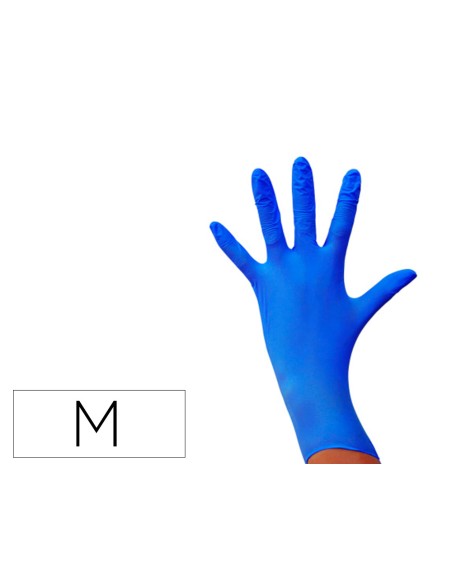 Guantes de nitrilo desechable sensitive sin polvo talla m mediana color azul caja de 100 unidades
