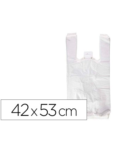 Bolsa camiseta reciclada 70 blanca 50 mc 42x53 cm apta legislacion de bolsas 2021