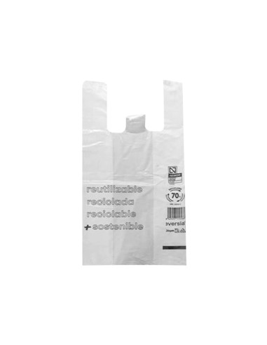 Bolsa camiseta reciclada 70 blanca 50 mc 30x40 cm apta legislacion de bolsas 2021