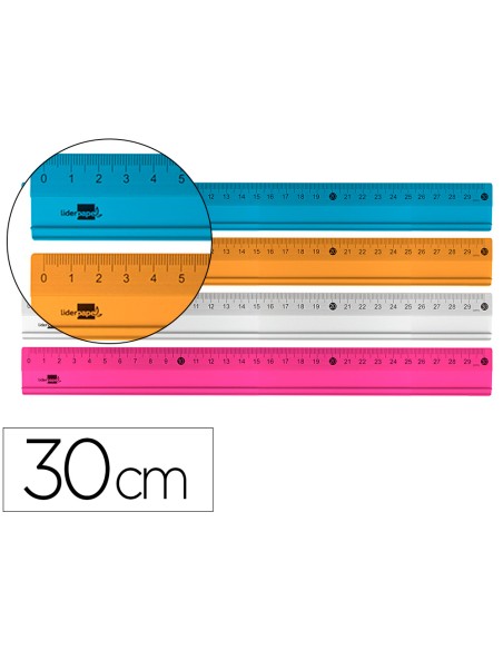 Regla liderpapel metalica aluminio 30 cm colores surtidos