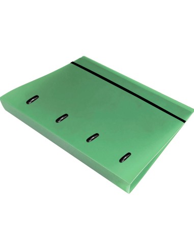 Carpeta con recambio liderpapel a4 cuadro 5mm 100 hojas 80g polipropileno 4 anillas 25mm color verde