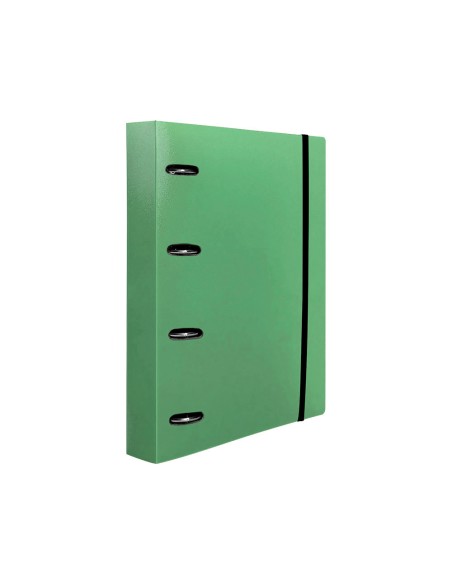 Carpeta con recambio liderpapel a4 cuadro 5mm 100 hojas 80g polipropileno 4 anillas 25mm color verde