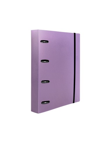 Carpeta con recambio liderpapel a4 cuadro 5mm 100 hojas 80g polipropileno 4 anillas mixtas 25mm lavanda