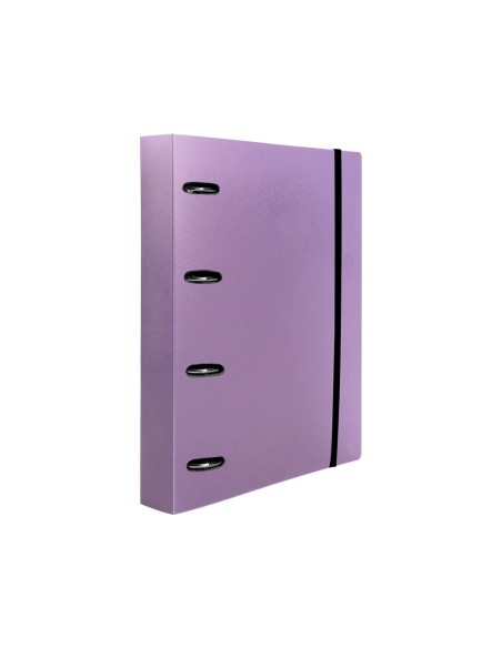 Carpeta con recambio liderpapel a4 cuadro 5mm 100 hojas 80g polipropileno 4 anillas mixtas 25mm lavanda