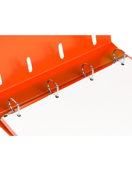 Carpeta con recambio liderpapel a4 cuadro 5mm 100 hojas 80g polipropileno 4 anillas 25mm color naranja