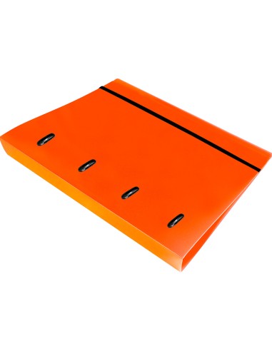 Carpeta con recambio liderpapel a4 cuadro 5mm 100 hojas 80g polipropileno 4 anillas 25mm color naranja