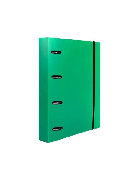 Carpeta con recambio liderpapel a4 cuadro 5mm 100 hojas 80g polipropileno 4 anillas mixtas 25mm verde