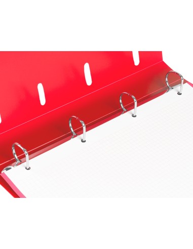Carpeta con recambio liderpapel a4 cuadro 5mm 100 hojas 80g polipropileno 4 anillas mixtas 25mm rojo