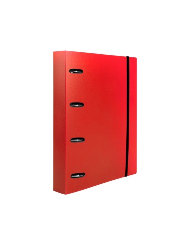 Carpeta con recambio liderpapel a4 cuadro 5mm 100 hojas 80g polipropileno 4 anillas mixtas 25mm rojo