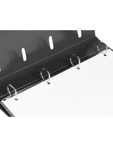 Carpeta con recambio liderpapel a4 cuadro 5mm 100 hojas 80g polipropileno 4 anillas mixtas 25mm negro