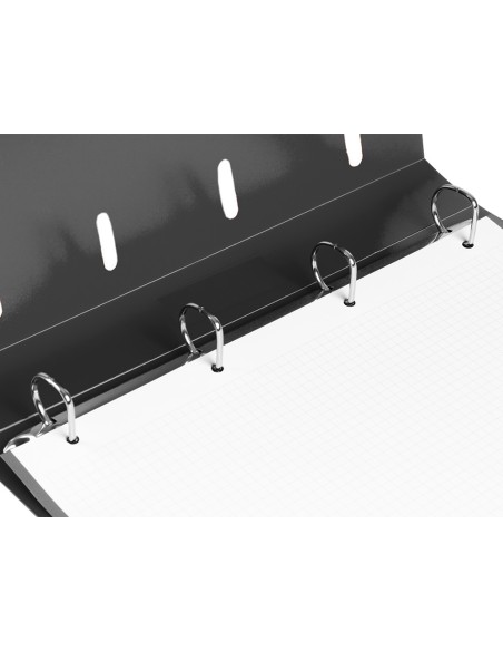 Carpeta con recambio liderpapel a4 cuadro 5mm 100 hojas 80g polipropileno 4 anillas mixtas 25mm negro