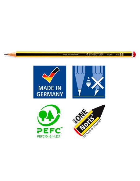 Lapices de grafito staedtler noris n2 hb blister promocional 120 aniversario de12 uds afilalapiz goma