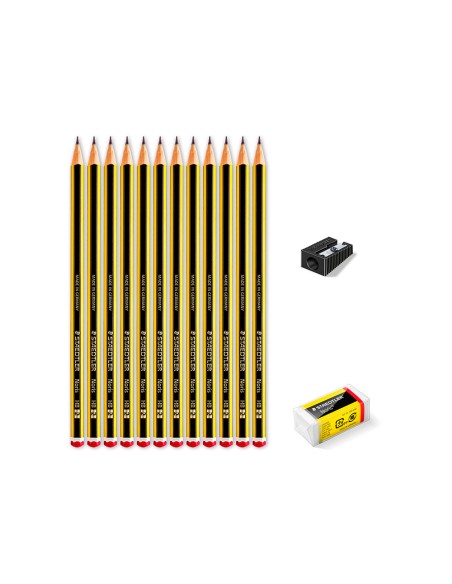 Lapices de grafito staedtler noris n2 hb blister promocional 120 aniversario de12 uds afilalapiz goma