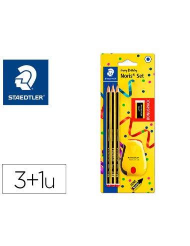 Lapices de grafito staedtler noris n2 hb blister promocional 120 anivers de 3 uds afilalapiz con deposito