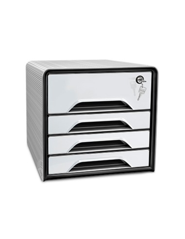 Fichero cajones de sobremesa cep smoove secure con cerradura 4 cajones color blanco negro 288x360x270 mm