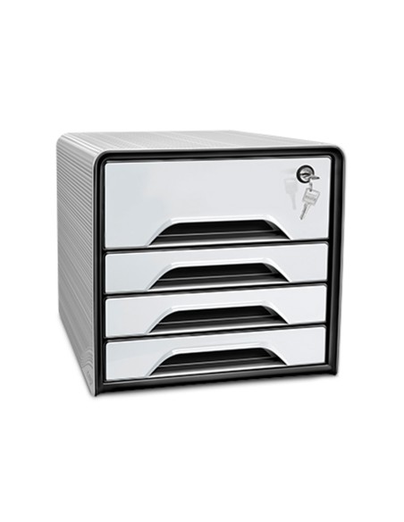 Fichero cajones de sobremesa cep smoove secure con cerradura 4 cajones color blanco negro 288x360x270 mm