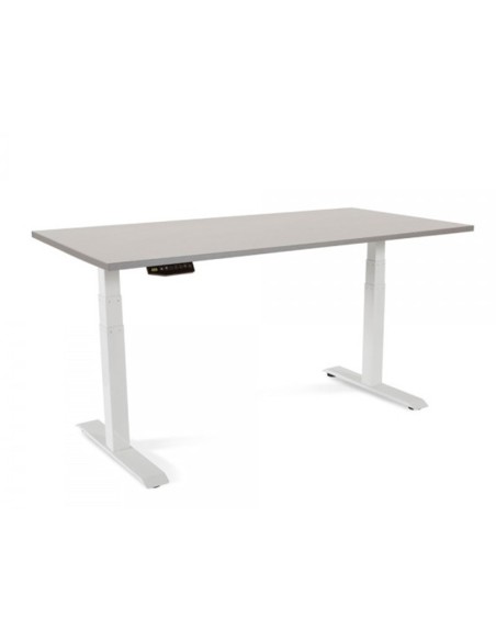 Mesa rocada regulable en altura electricamente hasta 129 cm estructura de acero tablero 180 cm color gris Mesa rocada regulable en altura electricamente hasta 129 cm estructura de acero tablero 180 cm color gris