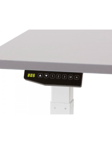 Mesa rocada regulable en altura electricamente hasta 129 cm estructura de acero tablero 180 cm color gris